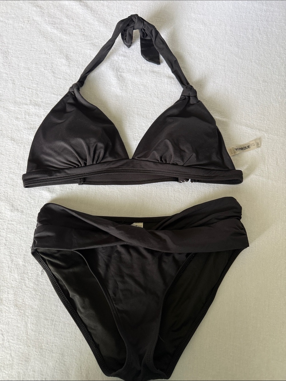 Yonique Size S Black Halter Bikini Set - Women's Swim